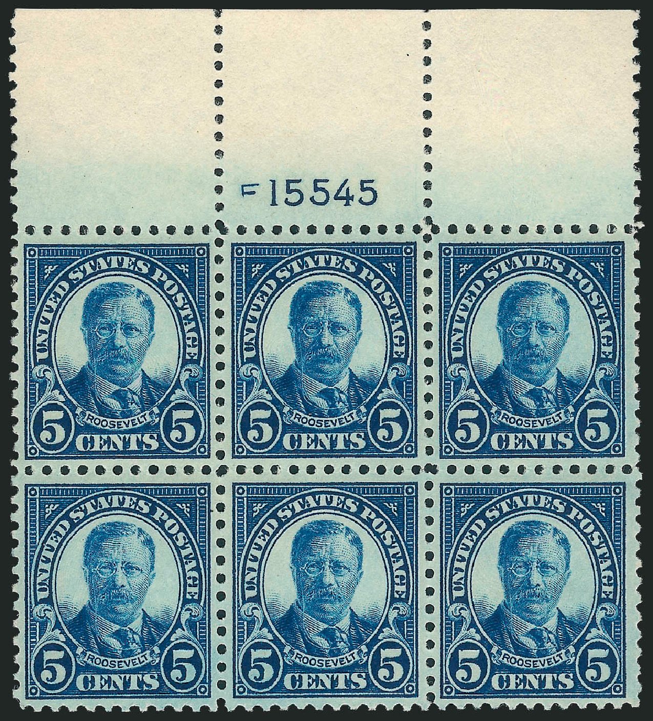 Prices of US Stamp Scott Catalog 557 - 1923 5c Roosevelt Perf 11. Robert Siegel Auction Galleries, Nov 2013, Sale 1061, Lot 4004