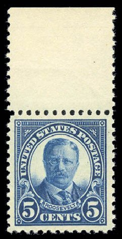 Values of US Stamp Scott Catalogue 557 - 5c 1923 Roosevelt Perf 11. Matthew Bennett International, Sep 2010, Sale 331, Lot 762