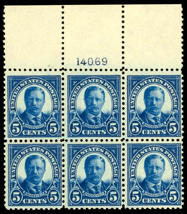 US Stamp Value Scott Cat. 557 - 5c 1923 Roosevelt Perf 11. Daniel Kelleher Auctions, Sep 2013, Sale 639, Lot 1202