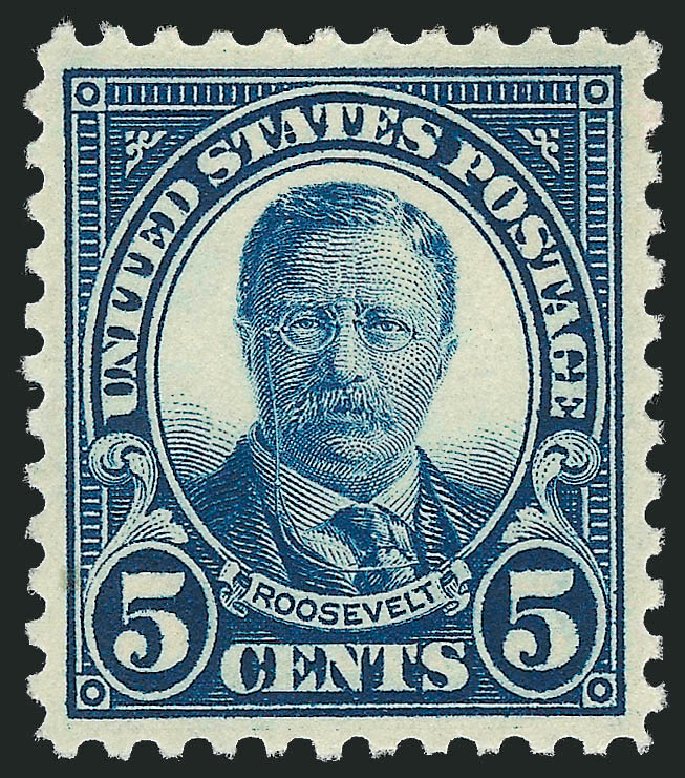 US Stamps Values Scott Catalog # 557 - 1923 5c Roosevelt Perf 11. Robert Siegel Auction Galleries, Dec 2008, Sale 967, Lot 4932