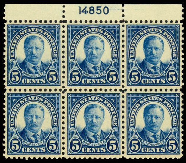 US Stamps Value Scott Catalog # 557: 5c 1923 Roosevelt Perf 11. Daniel Kelleher Auctions, Apr 2013, Sale 636, Lot 426