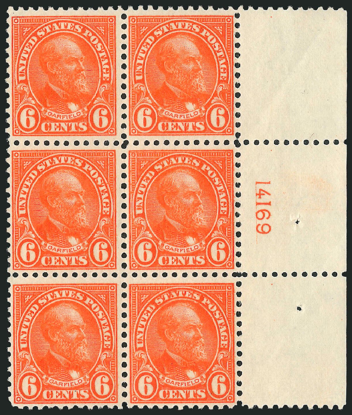 US Stamp Values Scott Catalog #558 - 6c 1923 Garfield Perf 11. Robert Siegel Auction Galleries, Mar 2011, Sale 1007, Lot 2837