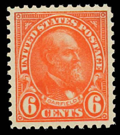 US Stamp Prices Scott Cat. 558: 1923 6c Garfield Perf 11. Daniel Kelleher Auctions, Oct 2011, Sale 626, Lot 430