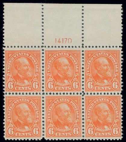 US Stamp Values Scott Catalog # 558 - 6c 1923 Garfield Perf 11. Matthew Bennett International, Jun 2008, Sale 328, Lot 1041