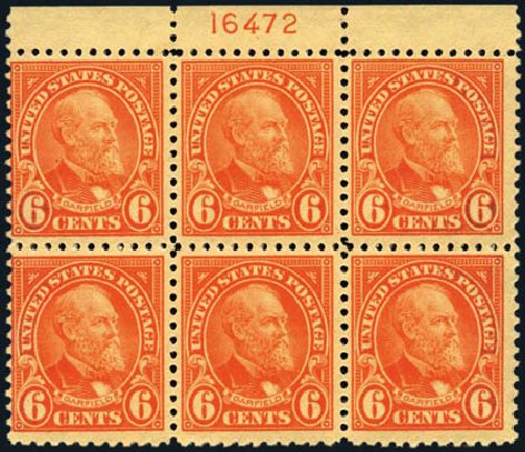 Cost of US Stamp Scott #558 - 1923 6c Garfield Perf 11. Harmer-Schau Auction Galleries, Jan 2013, Sale 96, Lot 594