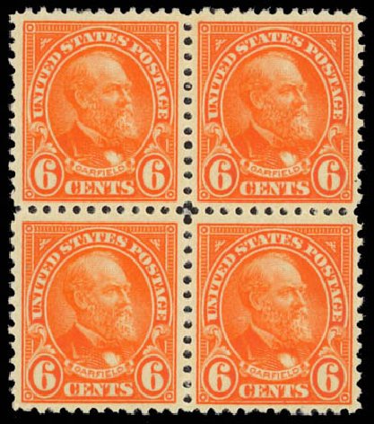 US Stamp Value Scott Catalogue 558 - 6c 1923 Garfield Perf 11. Daniel Kelleher Auctions, Jul 2011, Sale 625, Lot 1074