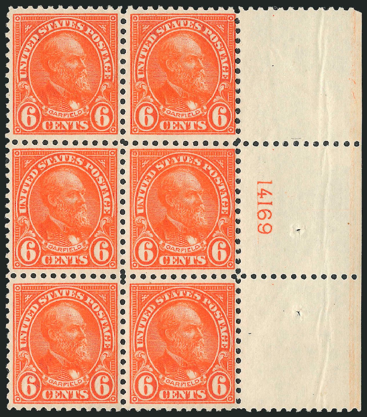 Price of US Stamps Scott Catalogue # 558 - 1923 6c Garfield Perf 11. Robert Siegel Auction Galleries, Oct 2010, Sale 997, Lot 6085