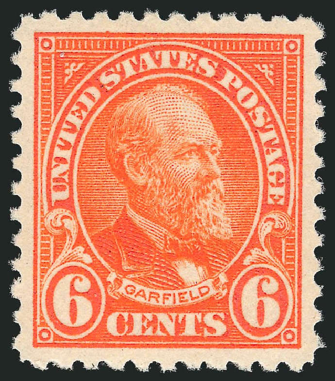 US Stamps Value Scott Cat. 558: 1923 6c Garfield Perf 11. Robert Siegel Auction Galleries, Jul 2013, Sale 1050, Lot 642