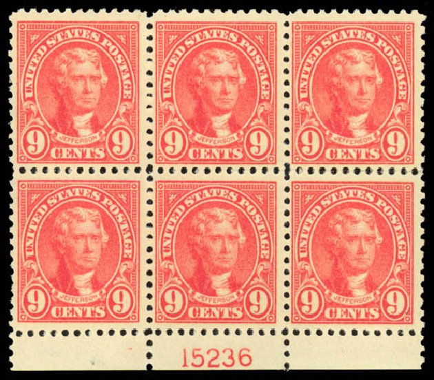 US Stamps Price Scott Cat. # 561 - 1923 9c Jefferson Perf 11. Daniel Kelleher Auctions, Jan 2015, Sale 663, Lot 1897