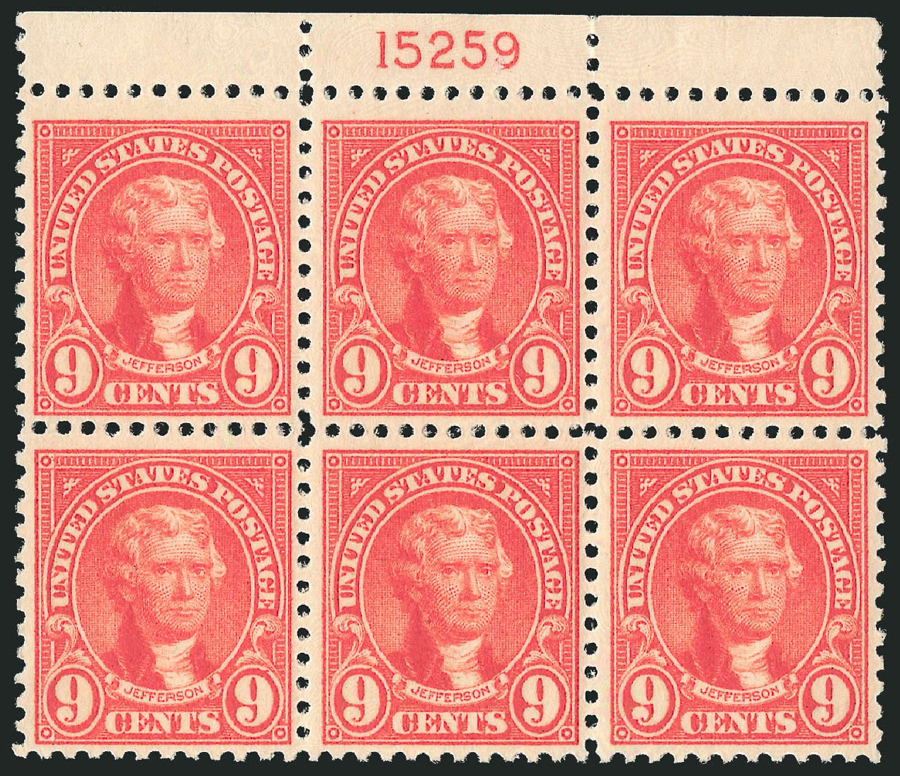 Price of US Stamps Scott 561 - 9c 1923 Jefferson Perf 11. Robert Siegel Auction Galleries, Jul 2014, Sale 1077, Lot 327