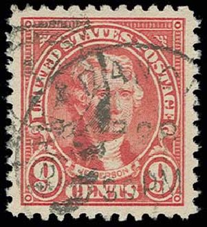 US Stamp Values Scott Cat. # 561: 9c 1923 Jefferson Perf 11. H.R. Harmer, Jun 2013, Sale 3003, Lot 1399