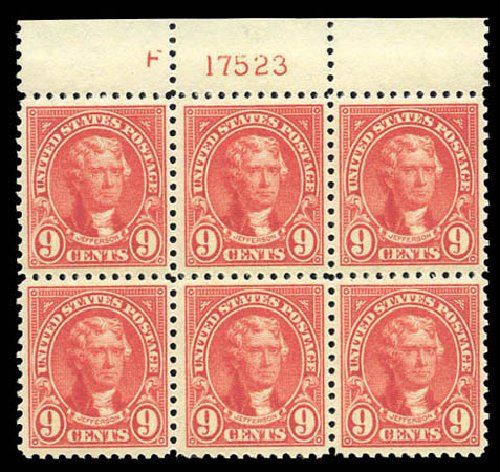 US Stamp Value Scott Cat. #561: 1923 9c Jefferson Perf 11. Matthew Bennett International, Mar 2011, Sale 337, Lot 3021
