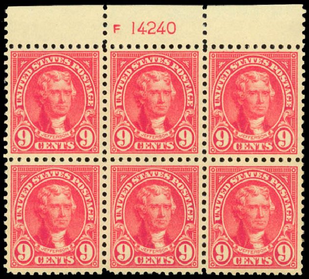 Costs of US Stamps Scott Catalog 561: 1923 9c Jefferson Perf 11. Daniel Kelleher Auctions, Sep 2014, Sale 655, Lot 751