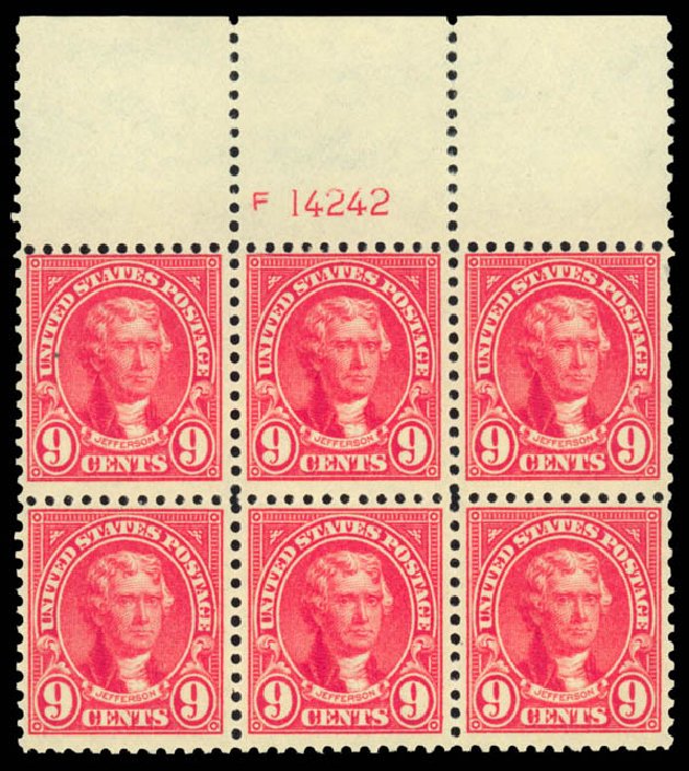 Cost of US Stamps Scott Cat. 561: 1923 9c Jefferson Perf 11. Daniel Kelleher Auctions, Mar 2014, Sale 648, Lot 2254