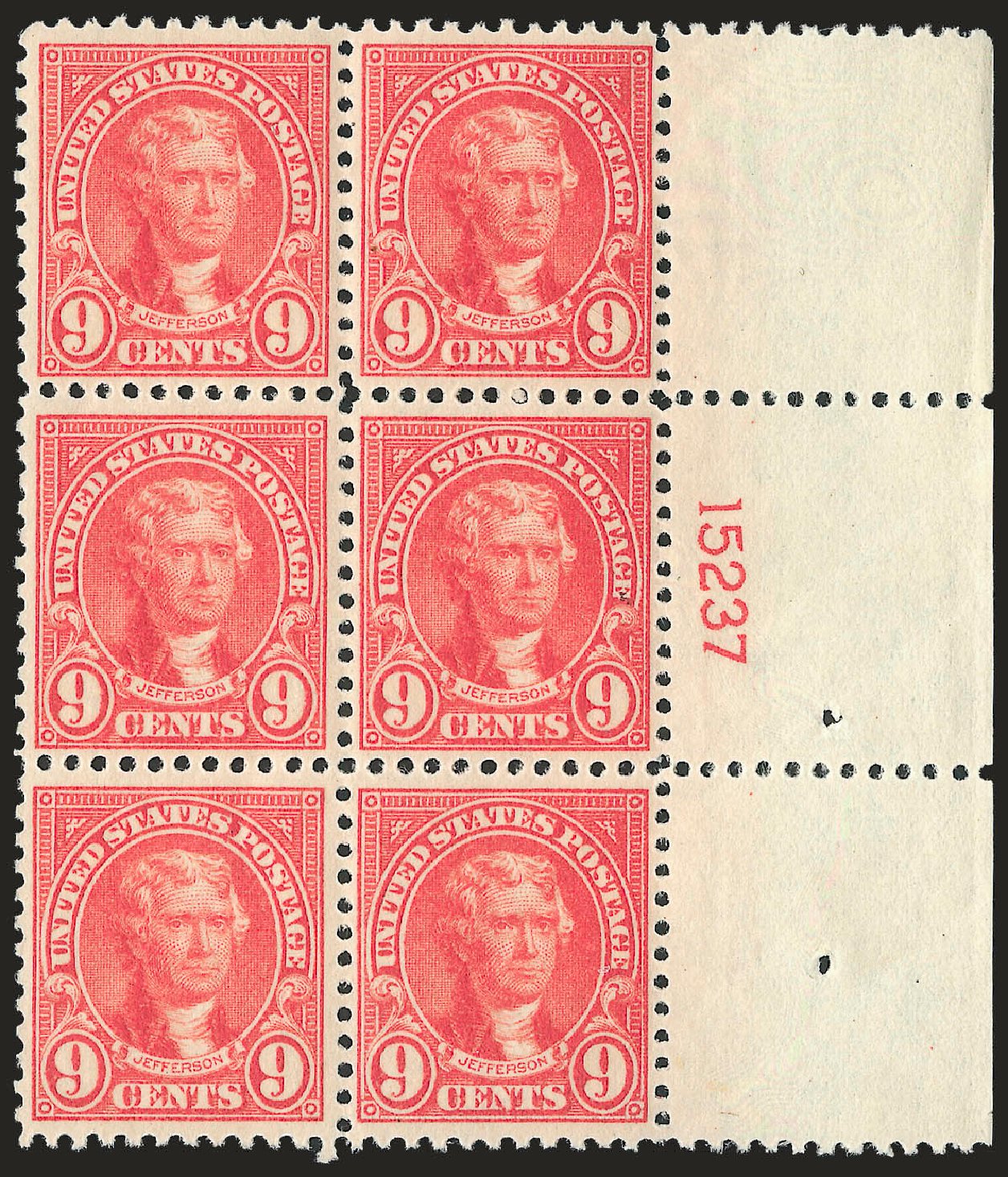 Values of US Stamp Scott Catalog # 561: 1923 9c Jefferson Perf 11. Robert Siegel Auction Galleries, Apr 2010, Sale 984, Lot 964