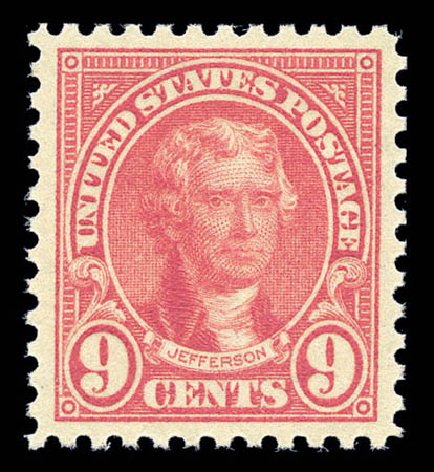 US Stamps Value Scott Catalogue # 561 - 1923 9c Jefferson Perf 11. Matthew Bennett International, Sep 2010, Sale 333, Lot 3795