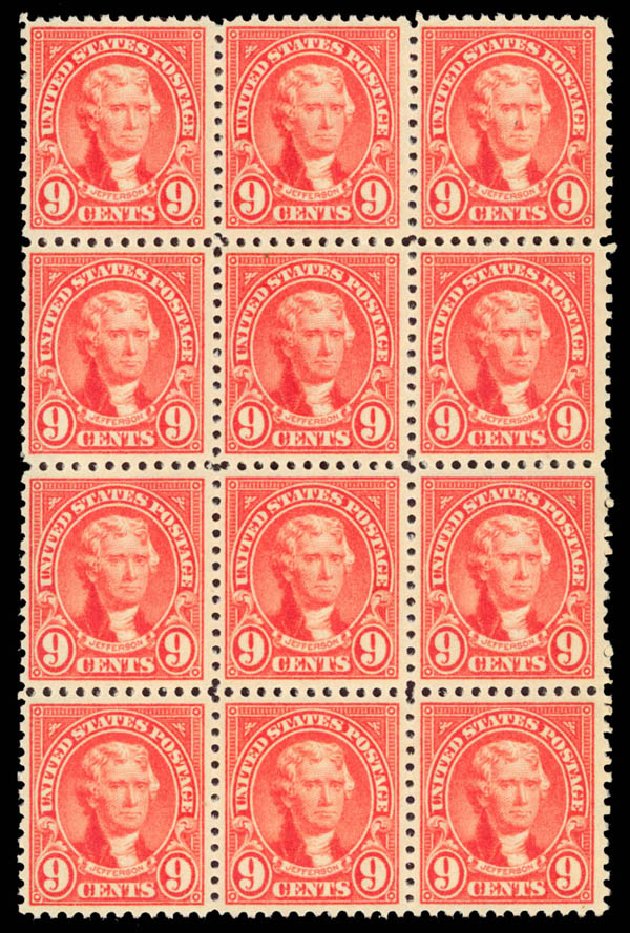 US Stamp Price Scott 561: 1923 9c Jefferson Perf 11. Daniel Kelleher Auctions, Dec 2013, Sale 640, Lot 462