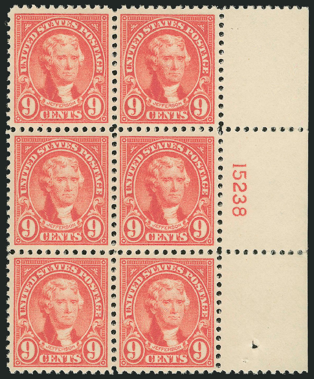 Costs of US Stamp Scott # 561: 9c 1923 Jefferson Perf 11. Robert Siegel Auction Galleries, Jul 2013, Sale 1050, Lot 643