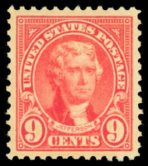 US Stamps Price Scott Catalog # 561: 1923 9c Jefferson Perf 11. Daniel Kelleher Auctions, Dec 2014, Sale 661, Lot 416