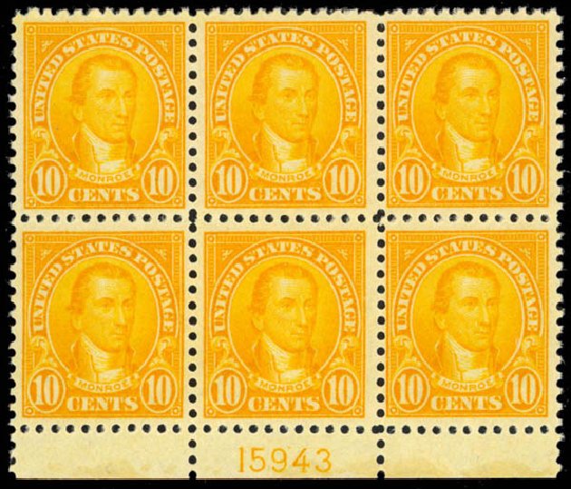 Value of US Stamp Scott # 562: 1923 10c Monroe Perf 11. Daniel Kelleher Auctions, Mar 2013, Sale 635, Lot 697
