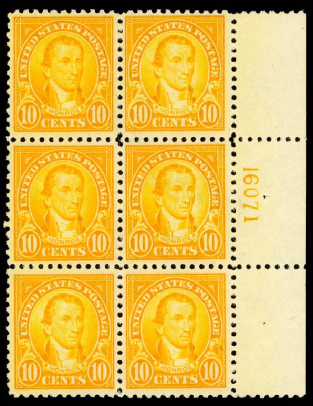 US Stamp Price Scott Cat. # 562 - 1923 10c Monroe Perf 11. Daniel Kelleher Auctions, Sep 2013, Sale 639, Lot 3675