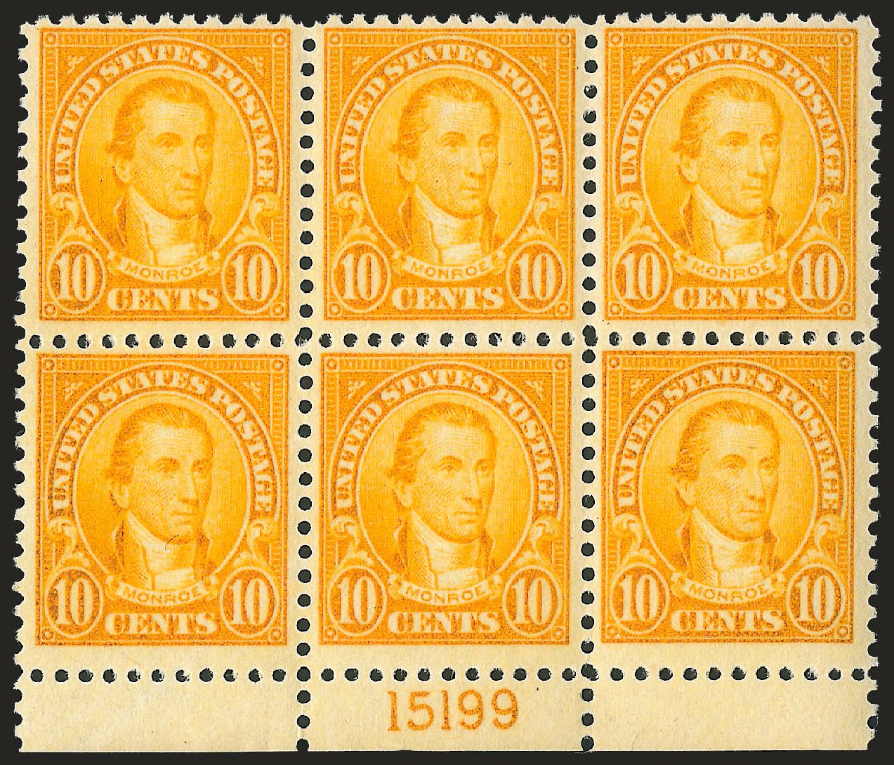 US Stamp Prices Scott Cat. 562 - 10c 1923 Monroe Perf 11. Robert Siegel Auction Galleries, Apr 2010, Sale 984, Lot 965