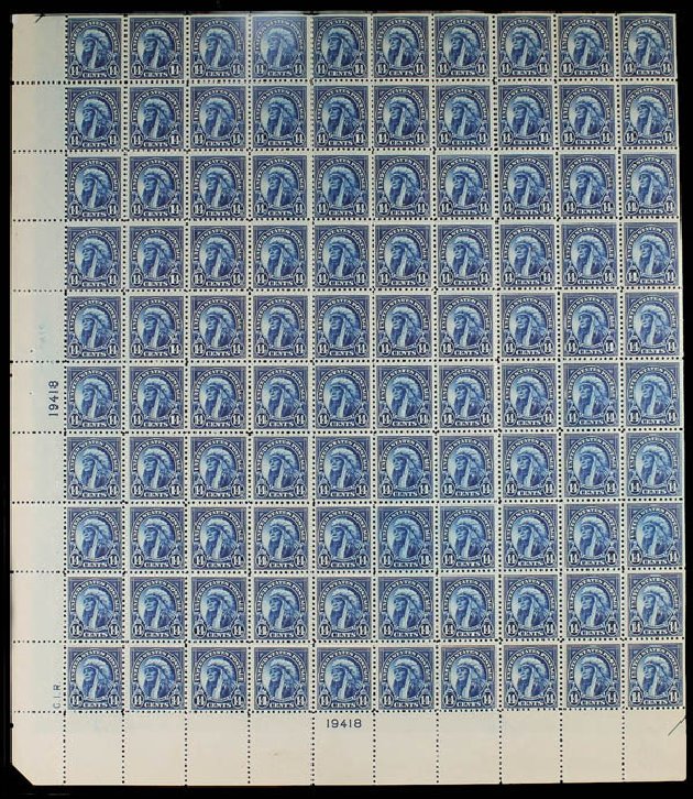 Cost of US Stamps Scott Cat. 565: 1923 14c American Indian Perf 11. Daniel Kelleher Auctions, Jun 2012, Sale 630, Lot 1907