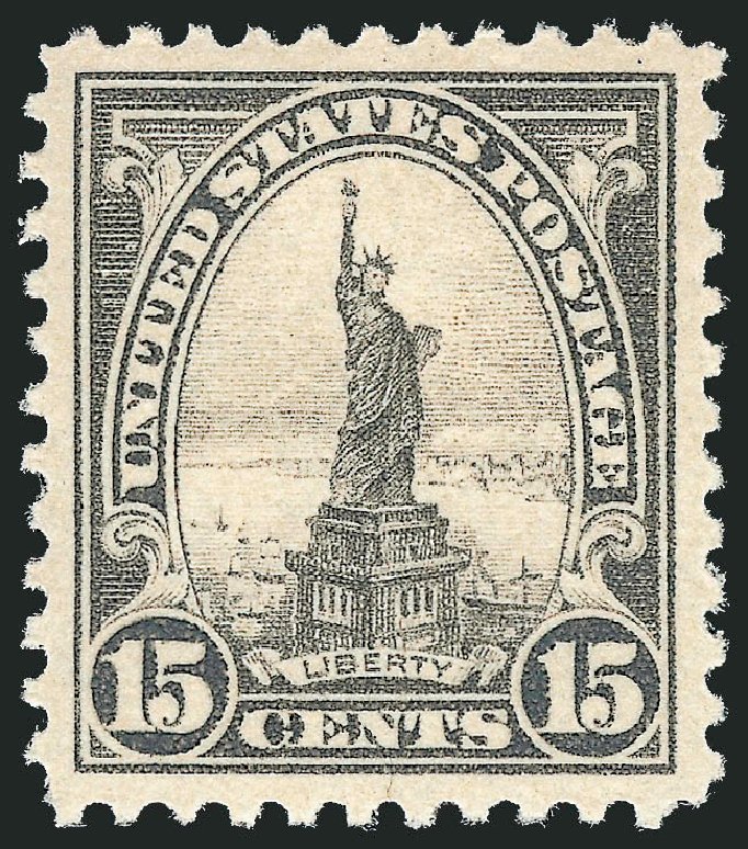 US Stamp Value Scott 566 - 15c 1923 Statue of Liberty Perf 11. Robert Siegel Auction Galleries, Dec 2009, Sale 982, Lot 5948