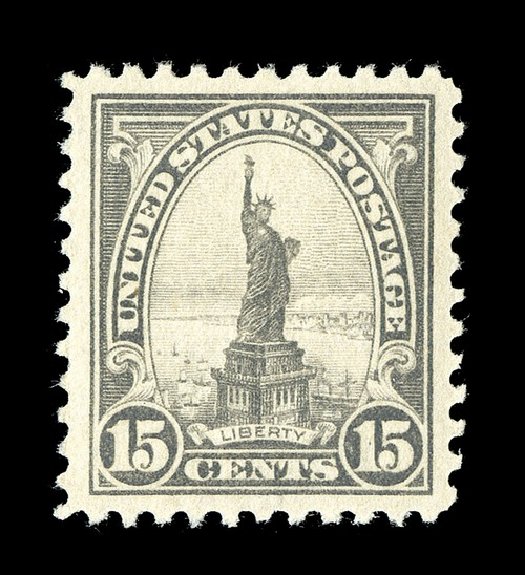 Prices of US Stamps Scott 566 - 1923 15c Statue of Liberty Perf 11. Spink Shreves Galleries, May 2014, Sale 148, Lot 348