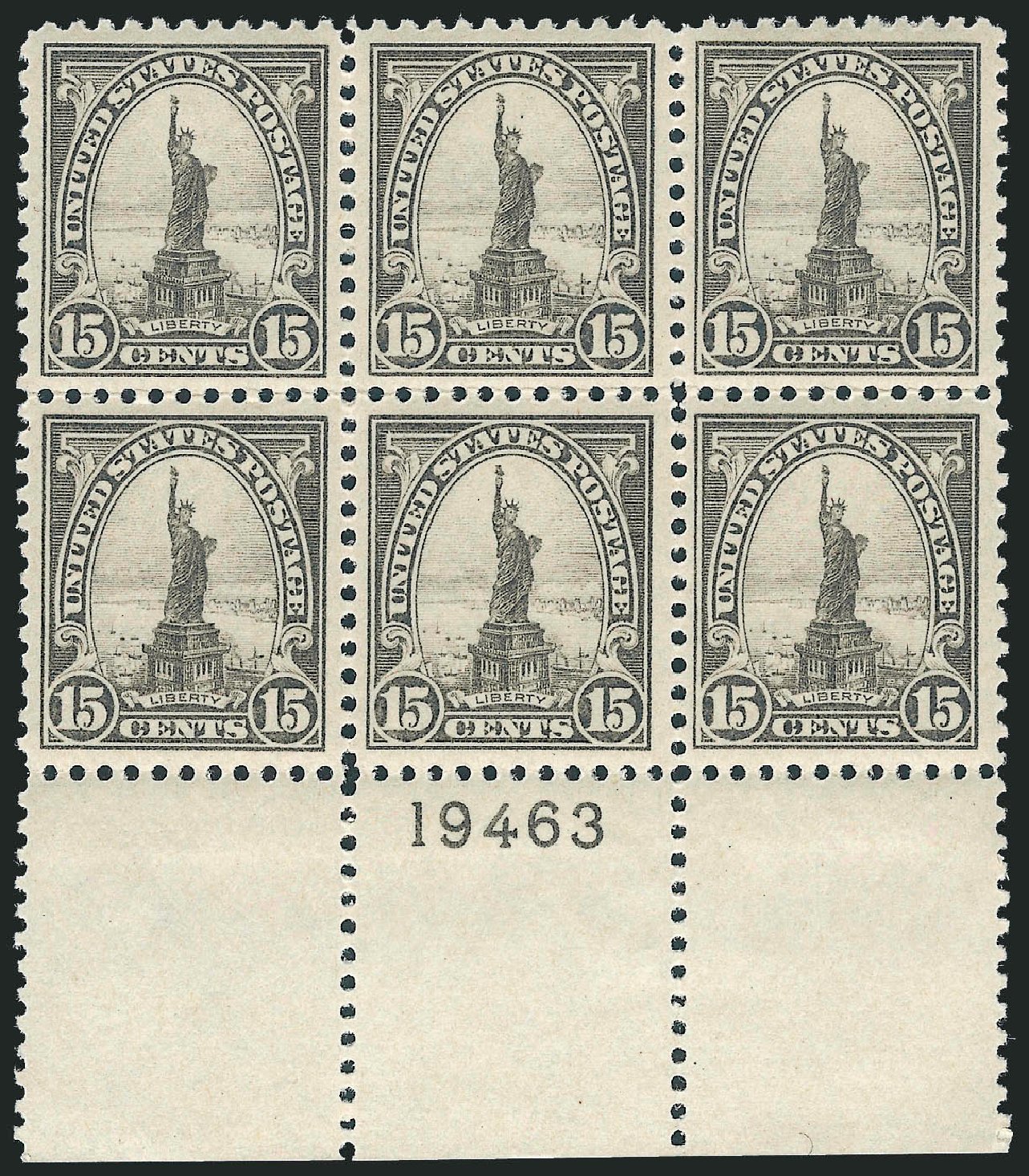 US Stamp Value Scott Cat. 566 - 1923 15c Statue of Liberty Perf 11. Robert Siegel Auction Galleries, Oct 2011, Sale 1014, Lot 2059