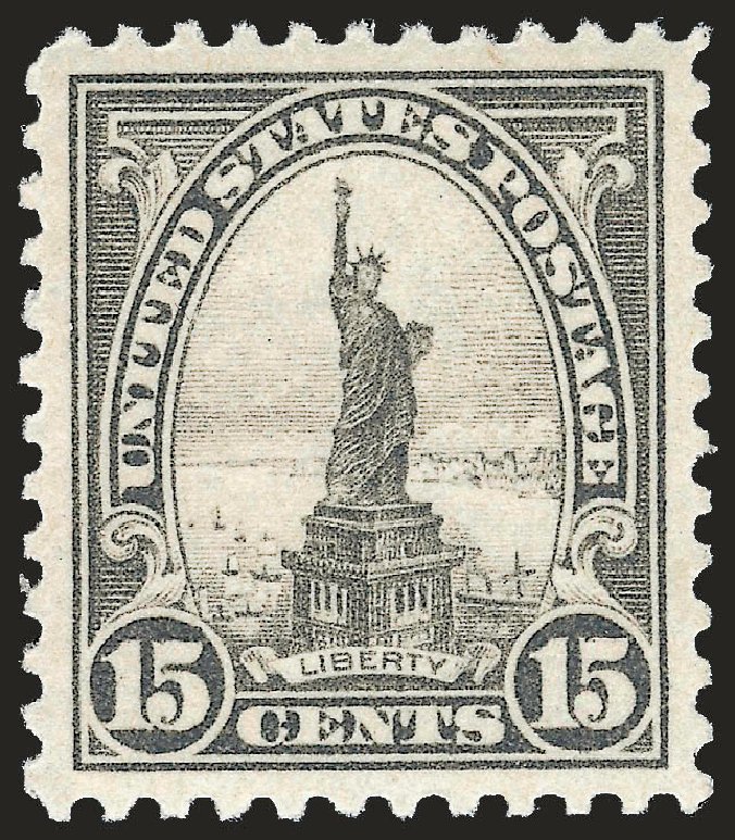 Cost of US Stamp Scott Cat. # 566 - 1923 15c Statue of Liberty Perf 11. Robert Siegel Auction Galleries, Sep 2009, Sale 976, Lot 2149