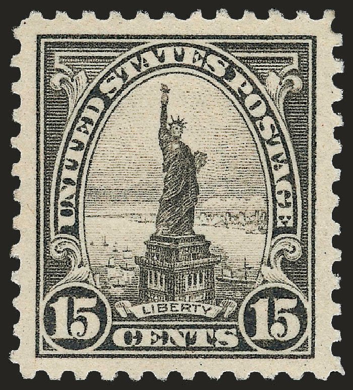 US Stamp Value Scott 566 - 15c 1923 Statue of Liberty Perf 11. Robert Siegel Auction Galleries, Sep 2008, Sale 962, Lot 2851