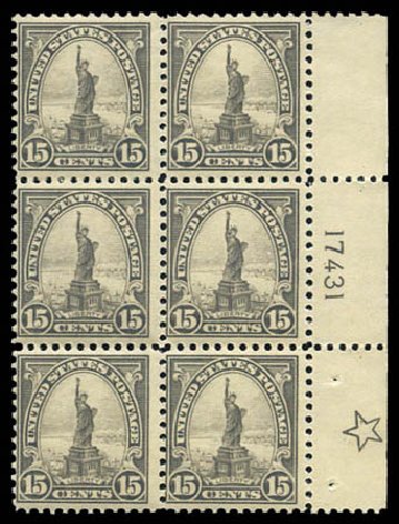Prices of US Stamps Scott Cat. # 566 - 1923 15c Statue of Liberty Perf 11. Matthew Bennett International, Mar 2011, Sale 337, Lot 3025