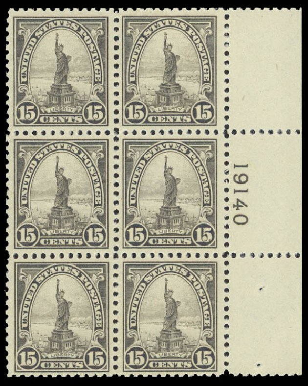 US Stamp Prices Scott Catalogue #566: 1923 15c Statue of Liberty Perf 11. Daniel Kelleher Auctions, Apr 2012, Sale 629, Lot 395