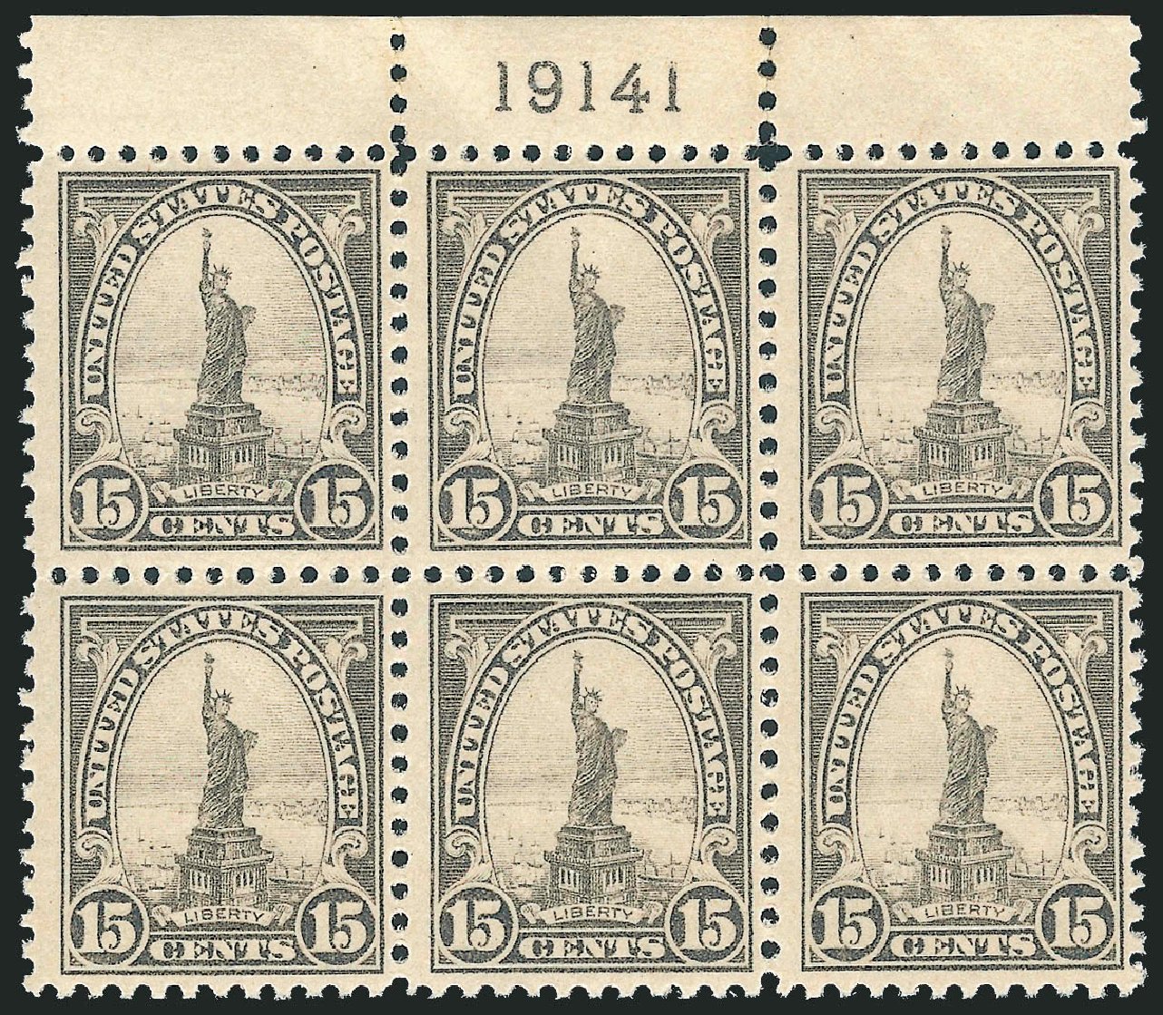 Cost of US Stamps Scott 566: 1923 15c Statue of Liberty Perf 11. Robert Siegel Auction Galleries, Dec 2012, Sale 1037, Lot 2122