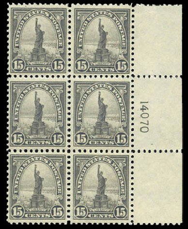 US Stamps Value Scott #566 - 15c 1923 Statue of Liberty Perf 11. Matthew Bennett International, Mar 2011, Sale 337, Lot 3023