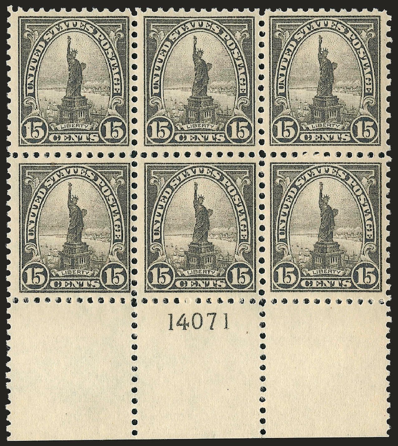 US Stamp Prices Scott Catalog #566 - 15c 1923 Statue of Liberty Perf 11. Robert Siegel Auction Galleries, Sep 2008, Sale 962, Lot 2853