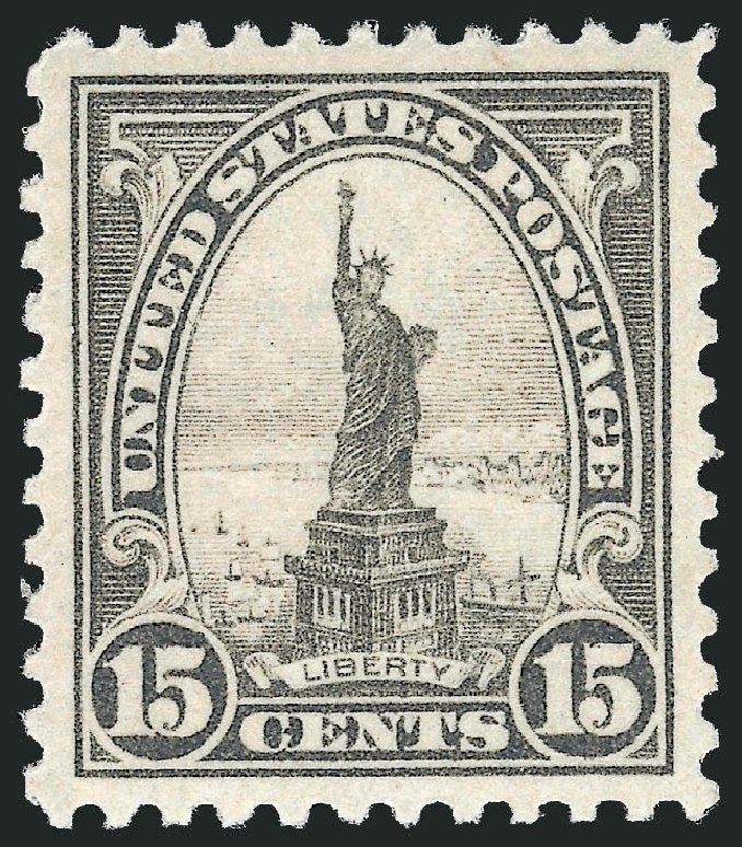 Prices of US Stamps Scott Cat. # 566 - 1923 15c Statue of Liberty Perf 11. Robert Siegel Auction Galleries, Dec 2008, Sale 967, Lot 4943