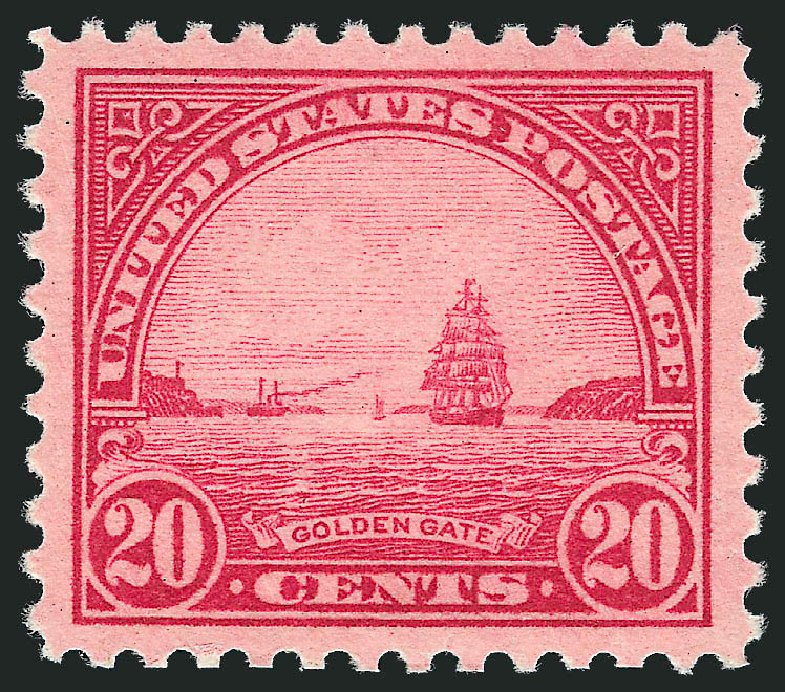US Stamps Value Scott Cat. # 567: 20c 1923 Golden Gate Perf 11. Robert Siegel Auction Galleries, Oct 2010, Sale 997, Lot 6091