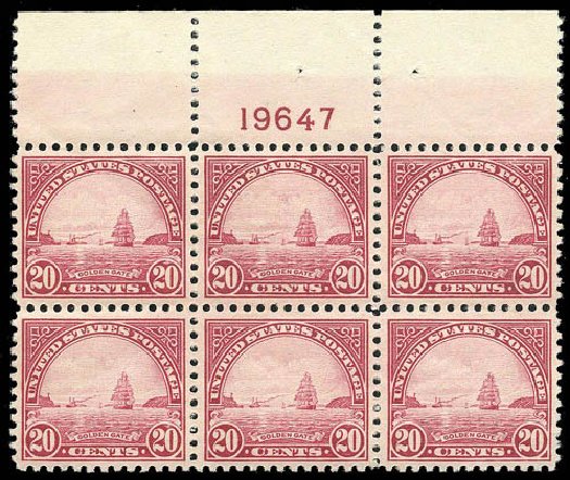 US Stamps Values Scott 567 - 20c 1923 Golden Gate Perf 11. Matthew Bennett International, Apr 2008, Sale 326, Lot 505