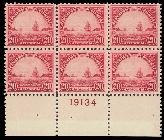 US Stamps Prices Scott Catalog #567: 20c 1923 Golden Gate Perf 11. Daniel Kelleher Auctions, Aug 2012, Sale 631, Lot 1315