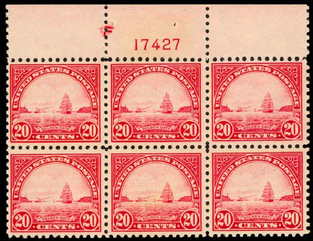 Cost of US Stamps Scott Catalog # 567 - 20c 1923 Golden Gate Perf 11. Daniel Kelleher Auctions, Mar 2013, Sale 635, Lot 715