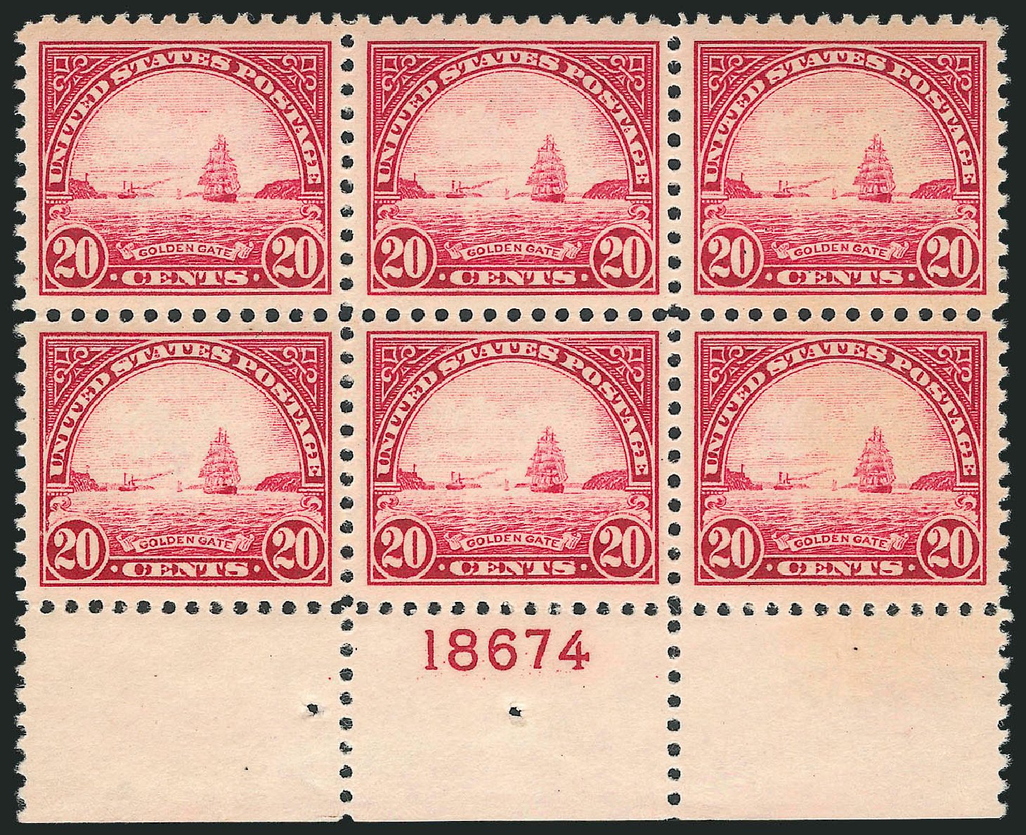 Price of US Stamps Scott Catalogue 567 - 1923 20c Golden Gate Perf 11. Robert Siegel Auction Galleries, Dec 2012, Sale 1037, Lot 2125