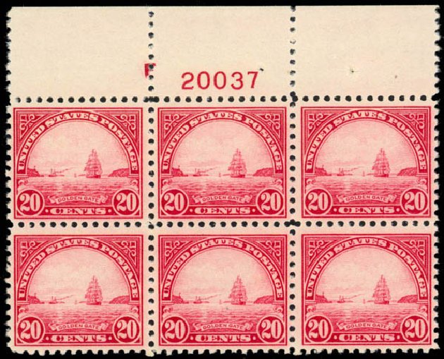 US Stamps Price Scott Cat. #567: 1923 20c Golden Gate Perf 11. Daniel Kelleher Auctions, Mar 2013, Sale 635, Lot 713