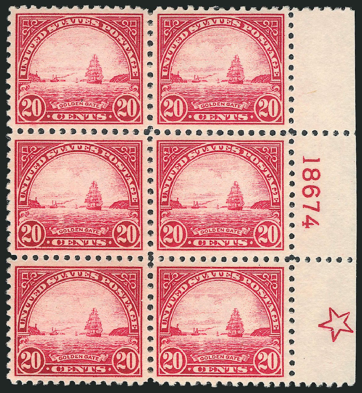 US Stamps Value Scott # 567: 1923 20c Golden Gate Perf 11. Robert Siegel Auction Galleries, Mar 2013, Sale 1040, Lot 1973
