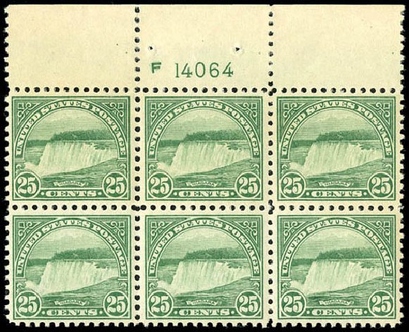 Values of US Stamps Scott 568: 1923 25c Niagara Falls Perf 11. Matthew Bennett International, Dec 2008, Sale 330, Lot 1848