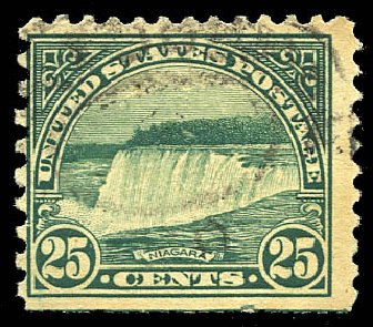 US Stamp Values Scott Cat. 568: 25c 1923 Niagara Falls Perf 11. Matthew Bennett International, Feb 2015, Sale 351, Lot 228