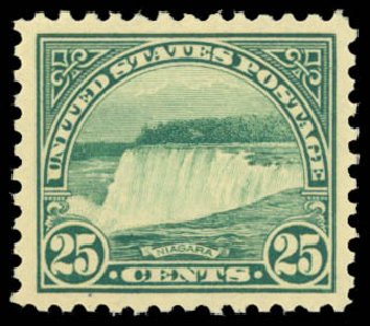 Price of US Stamps Scott 568: 1923 25c Niagara Falls Perf 11. Daniel Kelleher Auctions, Dec 2014, Sale 661, Lot 418