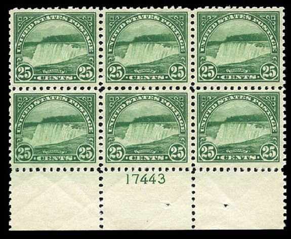 Values of US Stamps Scott Catalogue 568 - 1923 25c Niagara Falls Perf 11. Matthew Bennett International, Mar 2012, Sale 344, Lot 4701