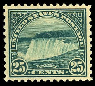 US Stamp Price Scott Catalog 568: 25c 1923 Niagara Falls Perf 11. Daniel Kelleher Auctions, Dec 2012, Sale 633, Lot 941
